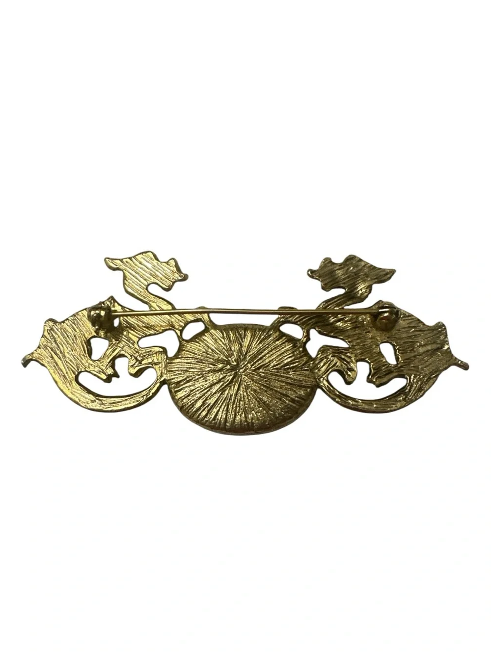 Vintage-Inspired Dragon Brooch with Amber Cabochon